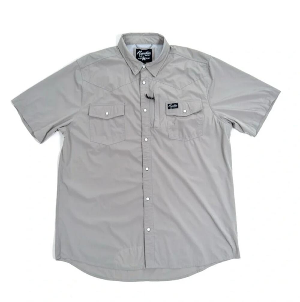 New Replubic Boot Co Grey Performance Shirt, Short Sleeve Size Large